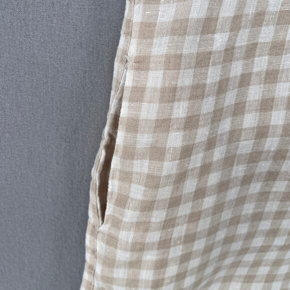 NOTPERFECTLINEN Linen Tunic Mini Dress Womens XS White Tan Gingham Check Strappy - Picture 10 of 14